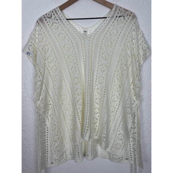 Zyia Active Swimwear Cream Open Knit Swim Cover Up Boho Size Small - Picture 3 of 6